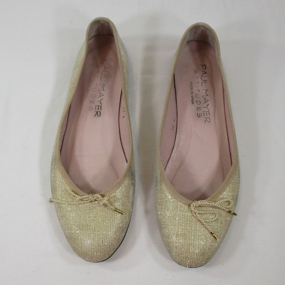PAUL MAYER Attitudes Gold Flats Size 10B - Picture 2 of 8